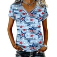 thumbnail image 3 of Iaqnaocc 4th Of July Shirts for Women Patriotic Short Sleeve V Neck 250 Anniversary Usa Flag Usa Flag American Flag Stars T-Shirt Independence Day Freedom T Shirts for Women Light Blue M, 3 of 8