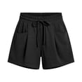 thumbnail image 6 of Beach Shorts for Women Summer Casual Elastic High Waist Drawstring Lightweight Vacation Shorts with Pockets, 6 of 7