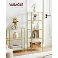 thumbnail image 2 of Glass Shelf Bookshelf Storage Rack Tempe Glass Easy Assembly for Bathroom Living Room Bedroom Office Pale Gold ULGTG, 2 of 8