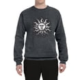 thumbnail image 2 of Wild Bobby Radiating Sun Puff Print Fashion Unisex Crewneck Sweatshirt, Charcoal, Small, 2 of 6