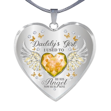 Pendant Necklace for Women Daddy' Angelss Dad and Daughter Angelss Wingsss Heart Drop Necklace Angelss Wing Jewelry Necklace for Dad Daughter Heart Memorial Keepsake