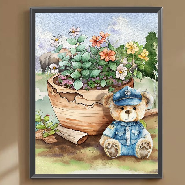 Cuadros Decorativos 5D bricolaje taladro redondo completo diamante pintura dibujos animados oso Kit decoración del hogar (V4099) Wdftyju embutido en tela