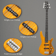 thumbnail image 6 of Tcbosik 5 String Electric Bass Guitar with Bag, Strap, Plectrum, Amp Wire and Wrench Tool, Full Size Bass Beginner Kit, Transparent Yellow, 6 of 7
