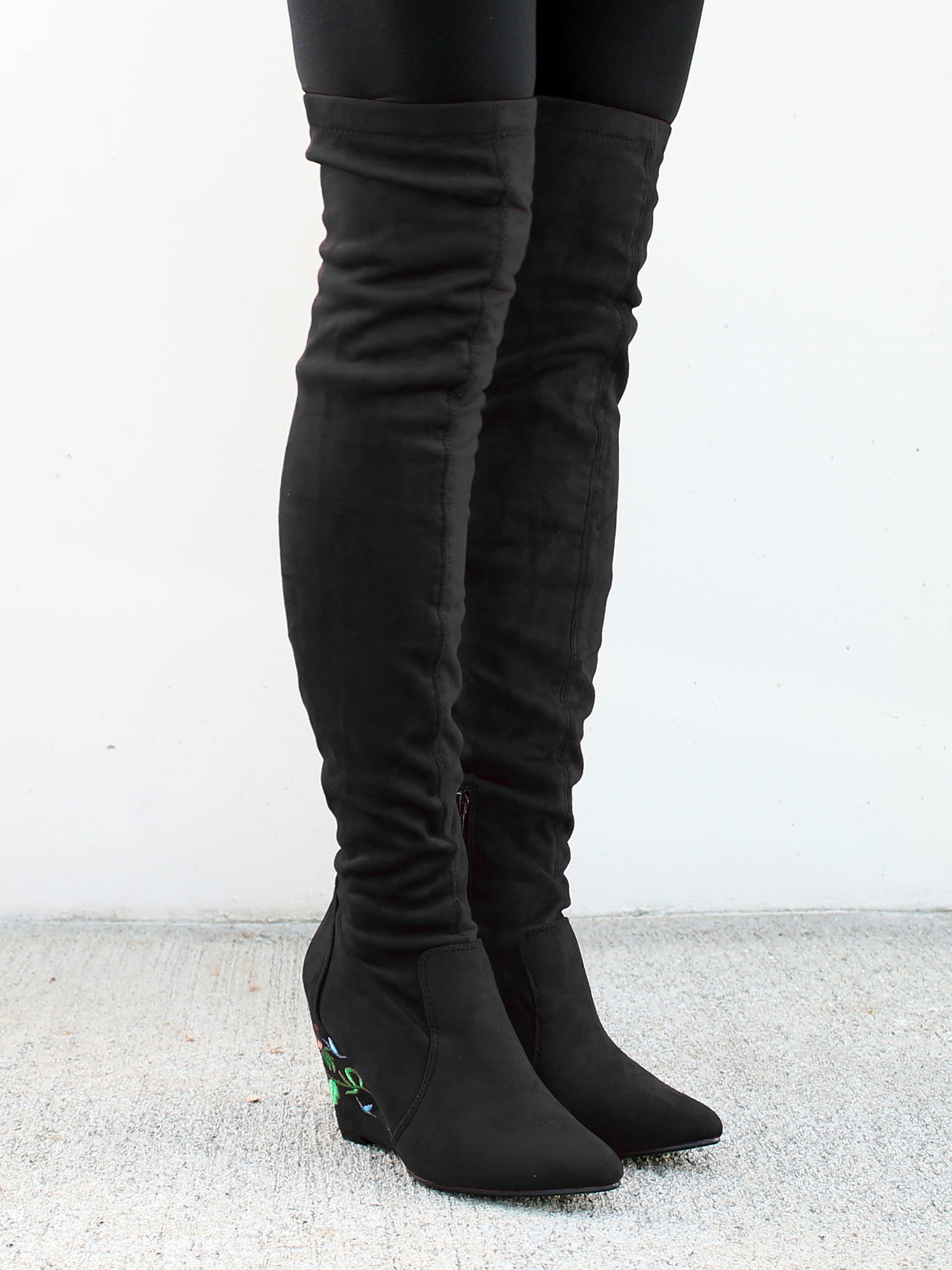 nature breeze over the knee women's sock boots in olive