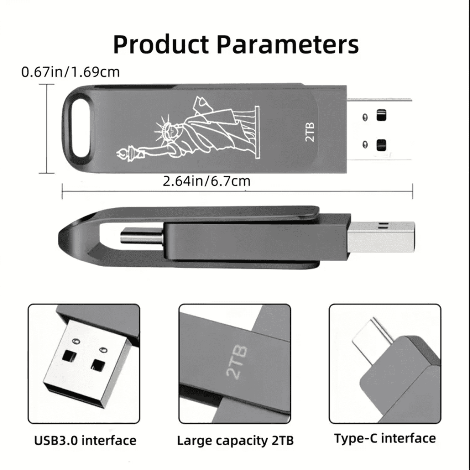 USB Flash Drive  High-Speed Thumb Drive Type C Memory  Drive Data Storage Pen Drive Jump Drive  for PC/Laptop/Mobile