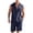 Navy., variant on HBGVBA Men Summer Casual 2 Piece Solid Color Linen Pocket V-Neck Hooded Sleeveless Shirt Shorts Outfit Set
