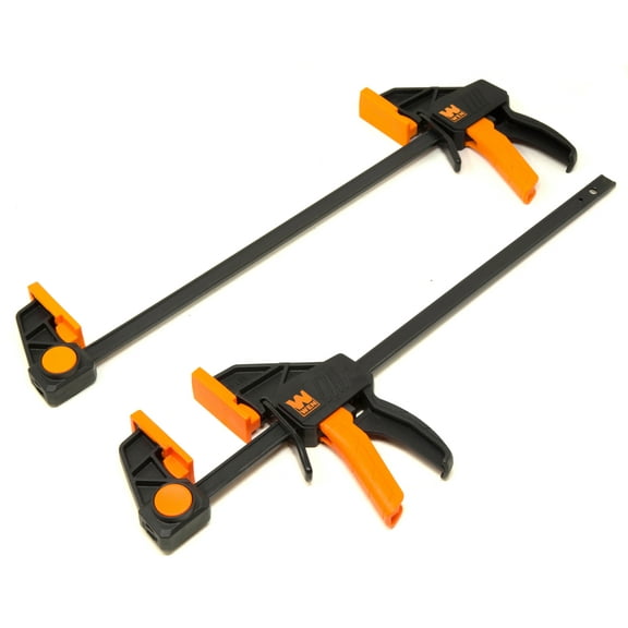 WEN 12-Inch Heavy Duty Steel Bar Clamps and Spreaders with 2.3-Inch Throat, Two Pack