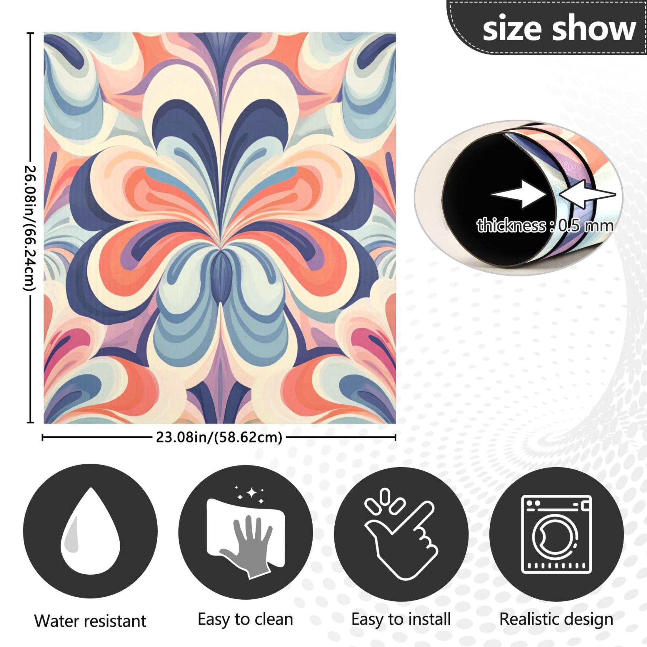 Dishwasher Magnetic Sticker 23x26 Inch Refrigerator Magnetic Sticker Washing Machine Magnetic Sticker Kitchen Panel Magnetic Sticker Home Decor Blue Flower Pattern