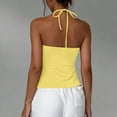 thumbnail image 6 of ctdiral Womens Sleeveless Halter Top Backless Slim Fit Tank Top Solid Color Asymmetrical Hem Tanks Summer Vacation Beach Tops Yellow XXL, 6 of 9