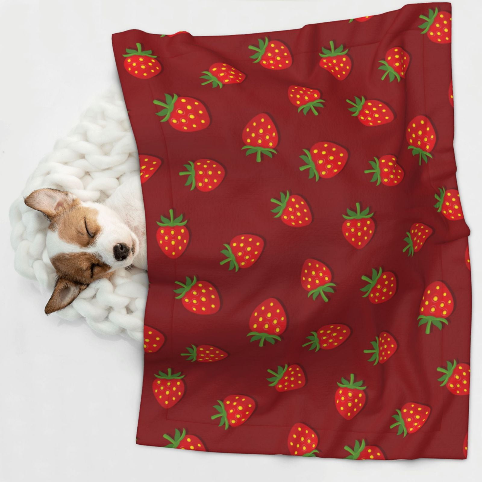 Naloa Strawberry Dog Blanket, 3 Sizes Cat Blanket for Indoor Cats Large Medium Small Dog Gifts-Small