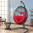 thumbnail image 4 of Costway Hammock Chair with Stand Hanging Cushioned Swing Egg Chair for Indoor Red, 4 of 12