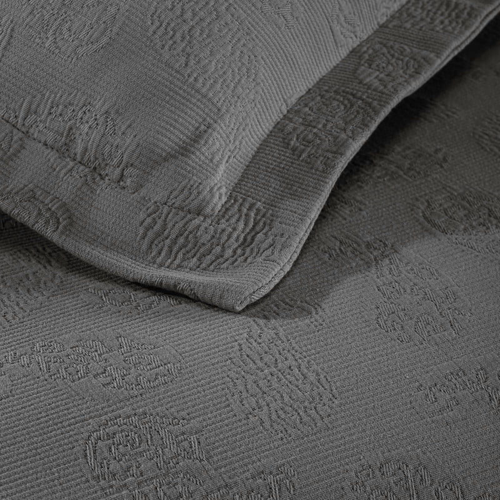 Supeior Paisley Cotton Decorative 3-Piece Bedspread Set, All Season Breathable Bedspreads, King, Grey