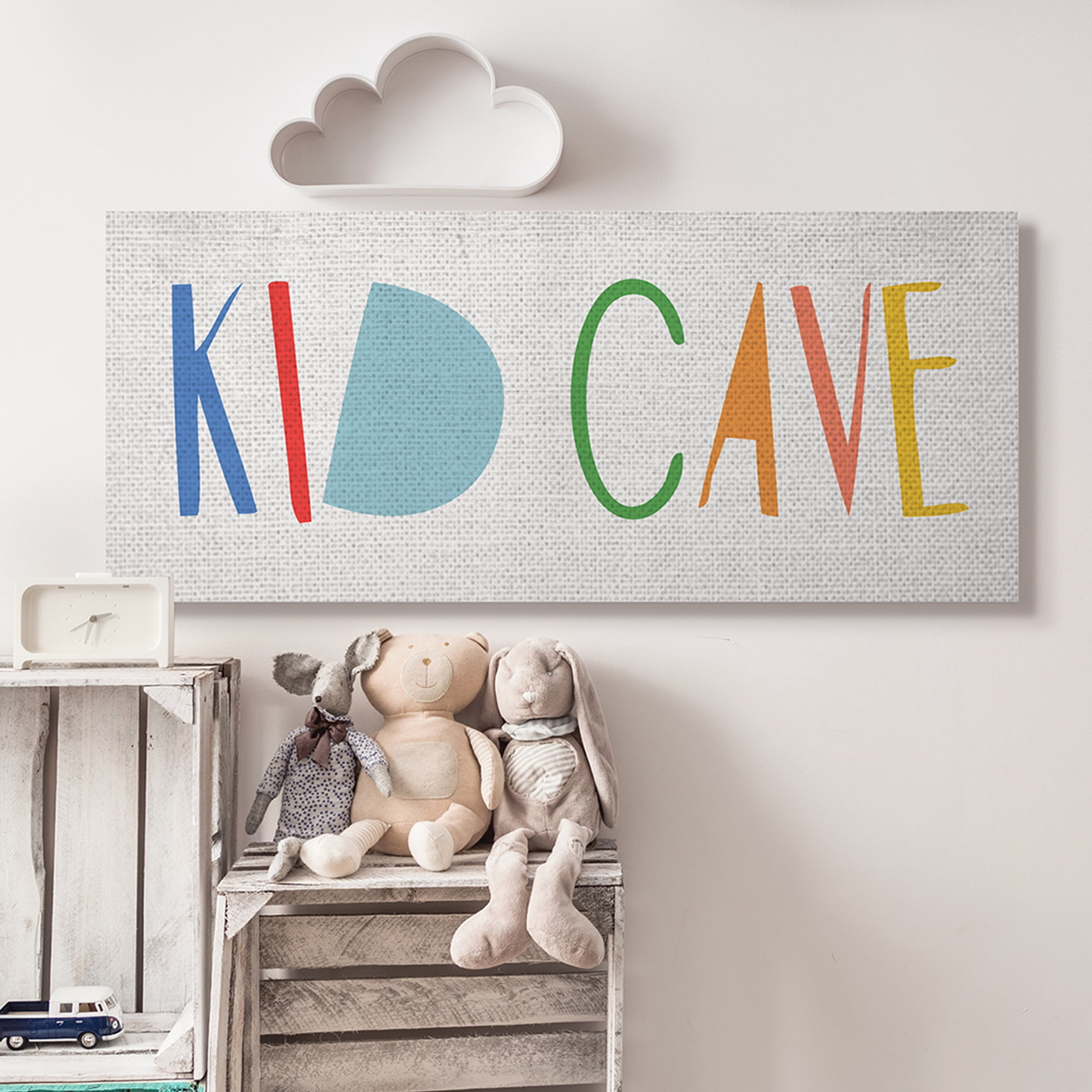 Stupell Industries Kid Cave Phrase Fun Vibrant Whimsical Typography Typography Painting Gallery Wrapped Canvas Art Print Wall Art, 20 x 48
