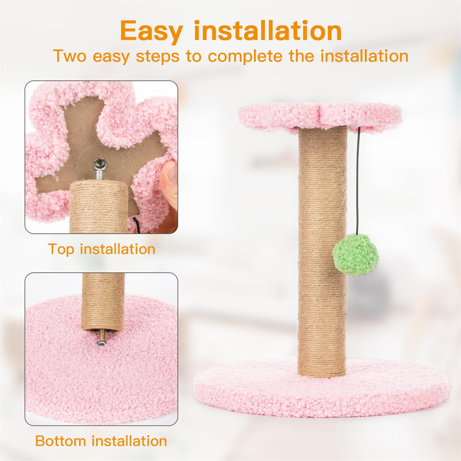 Pefilos 23" Cat Scratching Post, Small Cat Scratcher Tree for Indoor Cats with Removable Flower Cat Bed, Cat Tree Tower with Spring Ball, Pink Pefilos 23" Cat Scratching Post, Small Cat Scratcher Tree for Indoor Cats with Removable Flower Cat Bed, Cat Tree Tower with Spring Ball, Pink