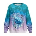 thumbnail image 4 of SCRAWLGOD Sea Turtle Butterfly Hibiscus Water Print Women Crewneck Sweatshirts with Pockets Long Sleeve Drop Shoulder Pullovers Comfy Stylish Loose Fit Clothes for Daily Wear, XL, 4 of 7