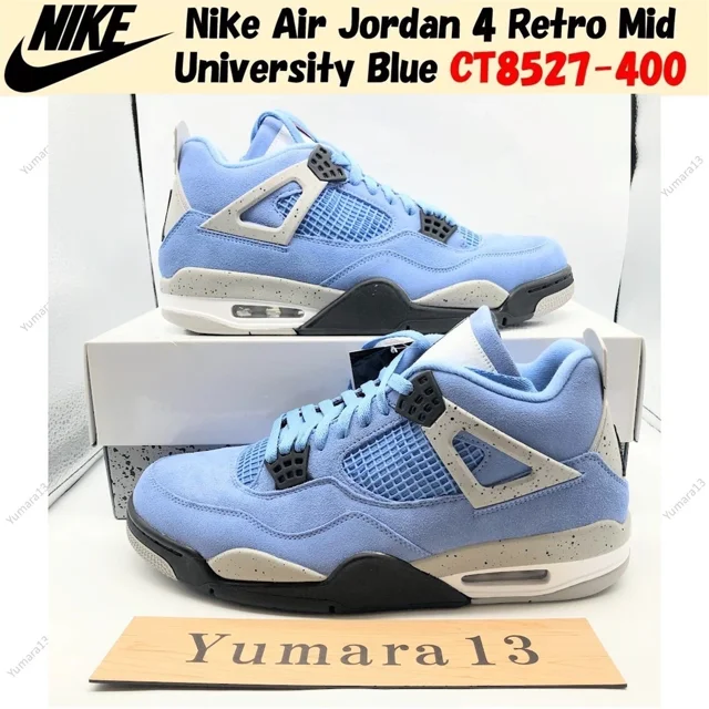 N I-K-E A i r-Jor-dan 4 Retro Mid University Blue CT8527-400 Men's Size