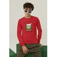 thumbnail image 3 of Old Glory Mens Owl I'll Be Home For Christmas Cute Funny Pun Long Sleeve T Shirt, 3 of 6