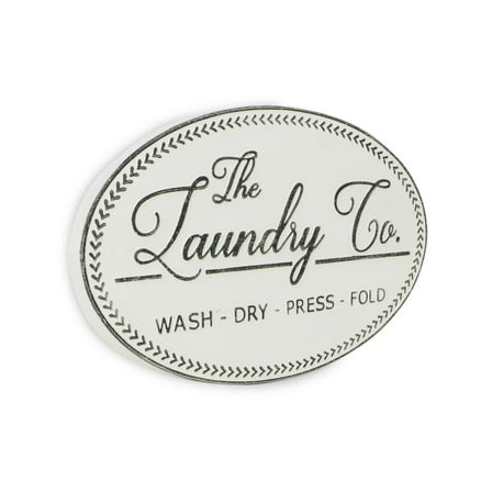 Contemporary Home Living 22" White and Gray Oval The Laundry Co Wall Sign