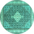 thumbnail image 1 of Ahgly Company Machine Washable Indoor Round Persian Turquoise Blue Traditional Area Rugs, 6' Round, 1 of 4