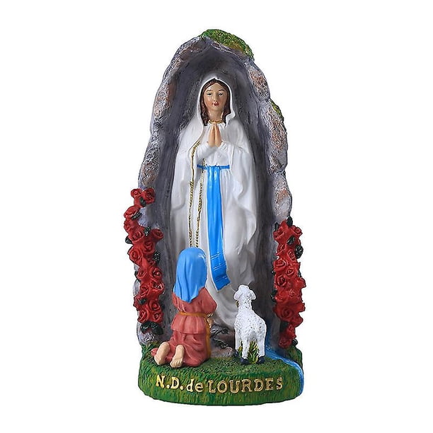 Decoración navideña para vacaciones, estatua de cueva de piedra de la Virgen María, decoración interior religiosa, regalo de inauguración de la casa, artesanías de resina