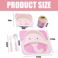thumbnail image 4 of A set of environmental protection bamboo animal cartoon series fiber children's tableware set baby divided plate five-piece set, 4 of 5
