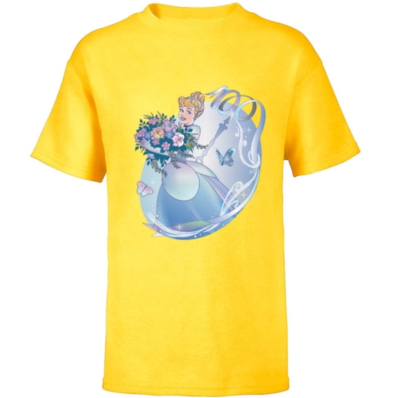 Disney 100 Platinum Princess Collection Cinderella D100 - Short Sleeve T-Shirt for Kids - Customized-Yellow