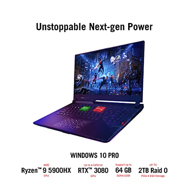 ASUS ROG Strix Scar 15 (2021) Gaming Laptop, 15.6" 300Hz IPS Type FHD,  NVIDIA GeForce RTX 3080, AMD Ryzen 9 5900HX, 16GB DDR4, 1TB SSD,  Opti-Mechanical Per-Key RGB Keyboard, Windows 10, G533QS-DS96