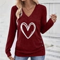 thumbnail image 3 of WMTBSRSW Women Valentine's Day Tops Cute Love Heart V Neck Long Sleeve Tunic Shirts Loose Soft Casual T-Shirts Spring Fall Clothing, 3 of 8