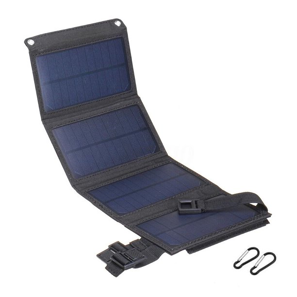 Cateissary Paneles solares USB 20W de teléfono plegable Senderismo Escalada Banco de energía Luz solar Placa de carga Camuflaje Electrónica Negro