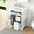 thumbnail image 3 of 24 Inch Bathroom Vanity with Sink, White Bathroom Vanity with 3 Drawers & Cabinet, Soft Close Door with Storage Rack, Modern Vanity for Small Bathroom, Freestanding Design, 3 of 9