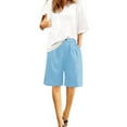 thumbnail image 4 of AKEGAMN Summer Cotton Linen Loose Fit Elastic Waist Knee Length Casual Beach Shorts with Pockets, Blue S-3XL, 4 of 8