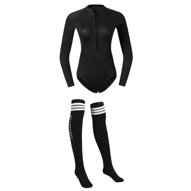 Traje de surf de manga larga para mujer, traje de buceo, traje de baño, con antideslizante Negro M Sunnimix Traje de neopreno para mujer