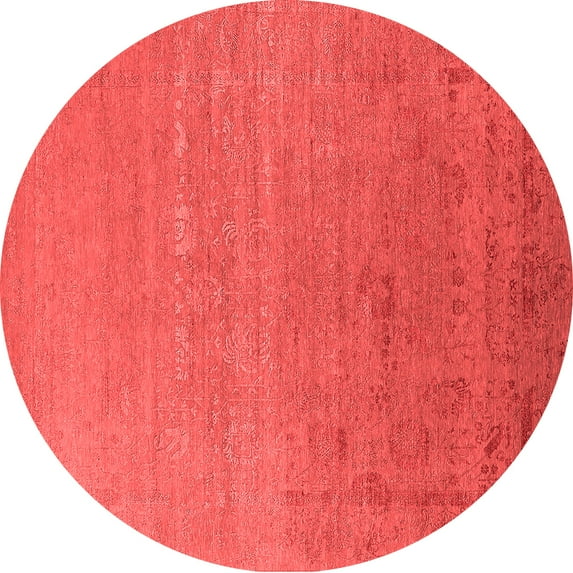 Ahgly Company Indoor Round Oriental Red Industrial Area Rugs, 4' Round