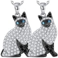 thumbnail image 1 of Cadenas de gatos CatNeck07 2Pzas Siamese Plata/Negro Metal Cadena y Dije., 1 of 2