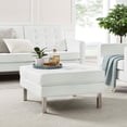 thumbnail image 2 of Ottoman Accent Chair, White Silver, Vegan Leather, Mid Century Living Lounge Cafe Lobby Hospitality Restaurant, Modern Contemporary HB33240, 2 of 7