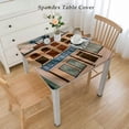 thumbnail image 2 of BANET Decorative Elastic Edged Square Fitted Tablecloth, Sheriff Office Bank Polyester Indoor Outdoor Fitted Table Cover for Home Kitchen Dining Room Fit Square Table White, 2 of 7