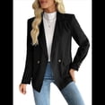 thumbnail image 1 of Blazer Informal para Mujer con Solapa y Botones, Larga, para Trabajo, Negocios, Moda, Chaquetas con Bolsillos. Negro XL, 1 of 10