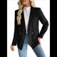 thumbnail image 1 of Blazer Informal para Mujer con Solapa y Botones, Larga, para Trabajo, Negocios, Moda, Chaquetas con Bolsillos. Negro XL, 1 of 10