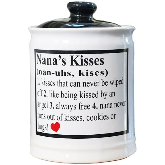 Cottage Creek Nana's Kisses White Ceramic Candy Food Storage Jar