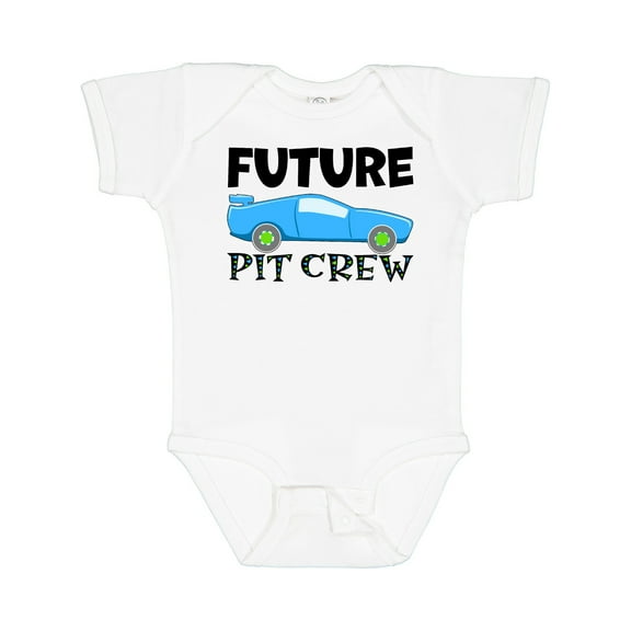 Inktastic Future Pit Crew Blue Race Car Boys or Girls Baby Bodysuit