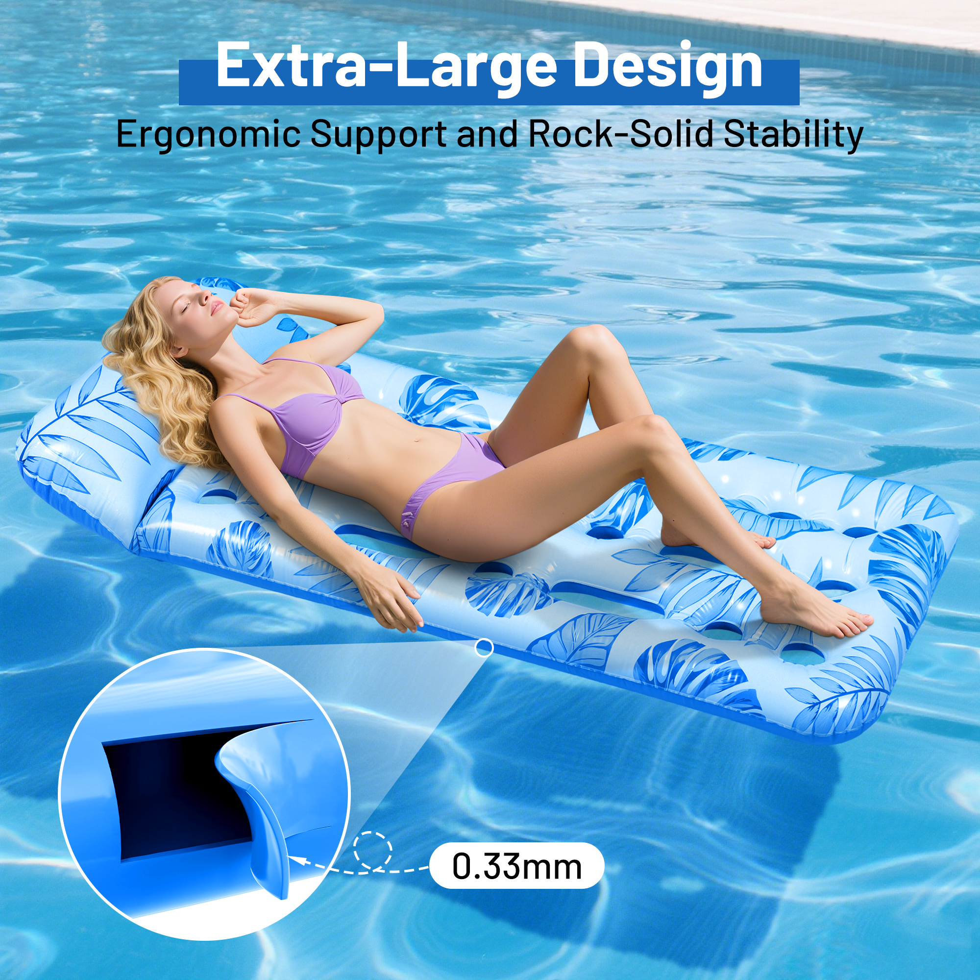 ANSFIL 2-Pack Inflatable Pool Float Lounger with Headrest photo 6