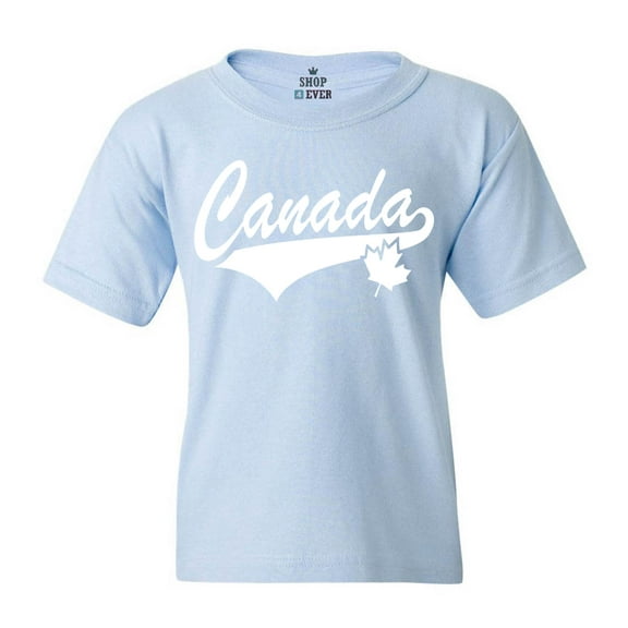 Shop4Ever Youth Canada White with Leaf Proud Canadian Flag Graphic Youth T-Shirt