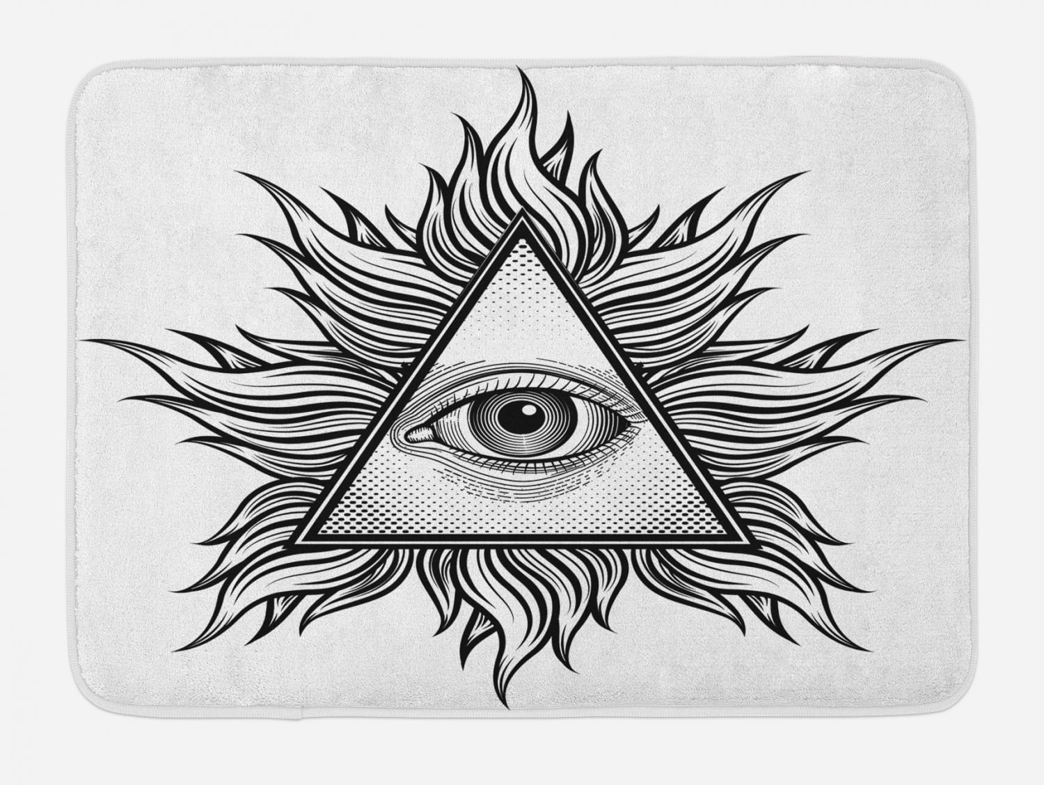 Eye Bath Mat, Triangle Shape with Wavy Figures and All Seeing Eye ...