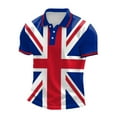 thumbnail image 1 of Zmoon Men's Union Jack Short Sleeve Zip-Up Polo Shirt, 1 of 3