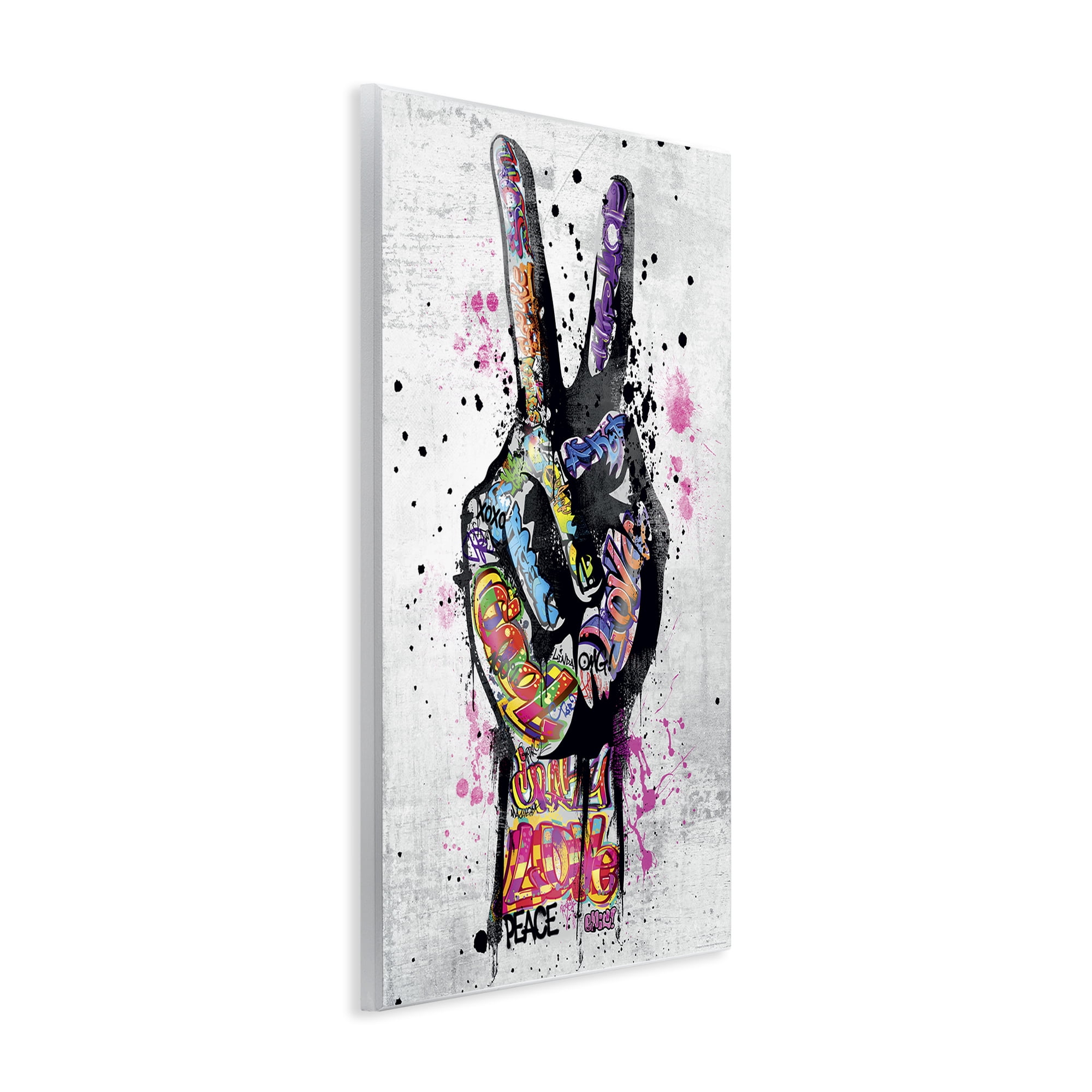 Stupell Industries Urban Tattooed Peace Hand Abstract Painting Unframed Art Print Wall Art, 13 x 19
