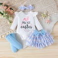 thumbnail image 2 of MUXiin Easter Outfit Baby Girl Carrot Bunny Flutter Sleeve Romper Square Neck Ruffled Bodysuit Toddler Summer Clothes, 2 of 10