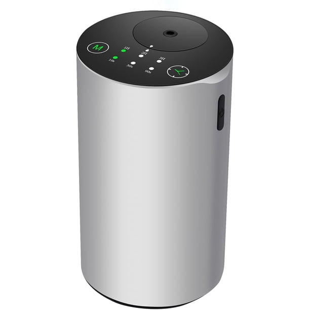 Difusor de aceite esencial sin agua, luz LED de 7 colores, mini máquina de aire de aroma, difusor de niebla de aromaterapia para el hogar, habitación, coche, oficina (plateado)