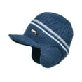 thumbnail image 2 of Men's Winter Hat with Ear Flaps, Thermal Lined Knit Beanie with Wide Brim Visor, Warm Windproof Ski Cap for Outdoor Activities, Hiking, Skiing, and Cold Weather Protection Navy, 2 of 4