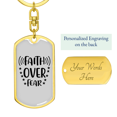 thumbnail image 3 of Faith Over Fear Stars Stainless Steel or 18k Gold Premium Swivel Dog Tag Keychain, 3 of 8