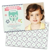 Personalized Owl Birthday Photo Kids Birthday Party Invitations
